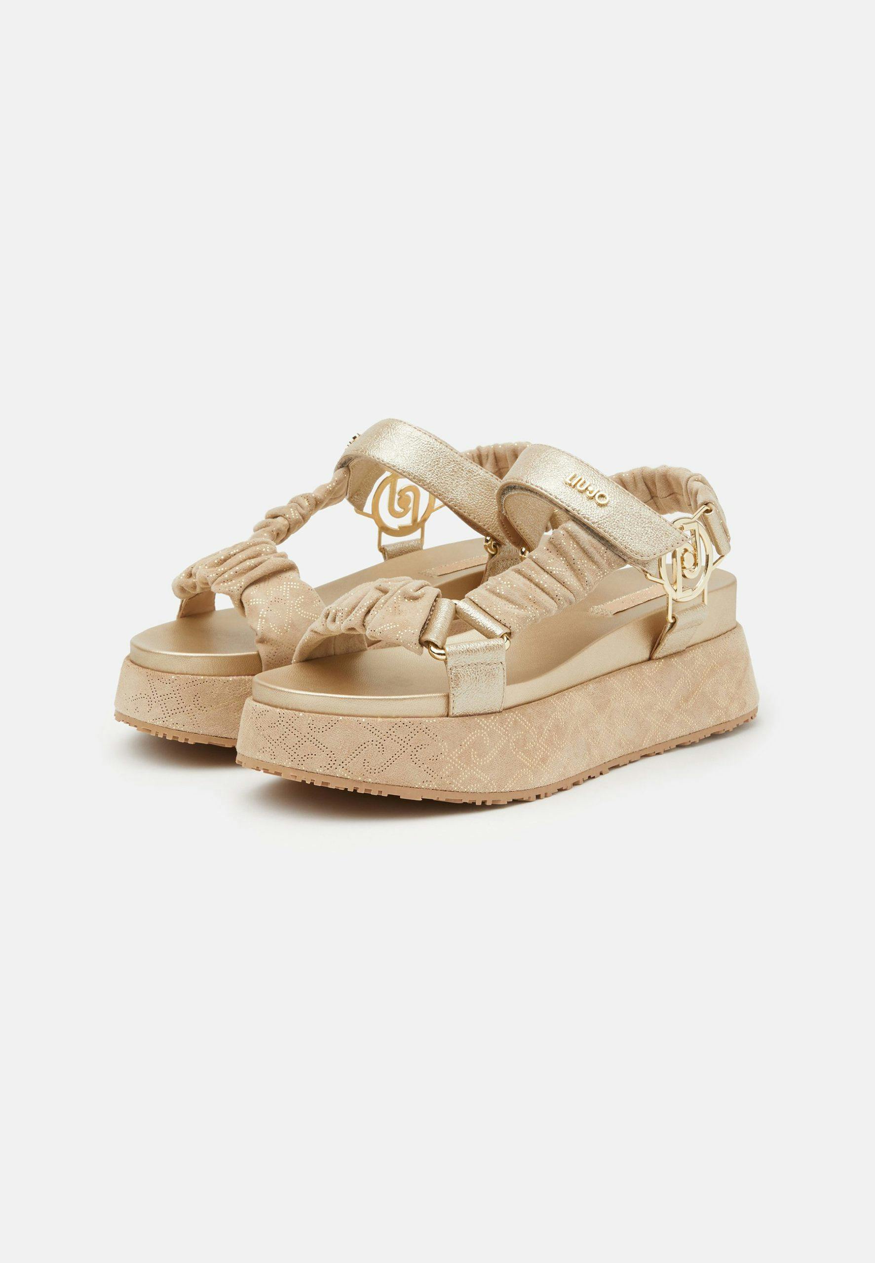 e338162b38dd46c78a242030a31a39c5 gNeScQbVmOgpejbr Liu Jo Jeans sandaler med borrelås gull platåsandaler